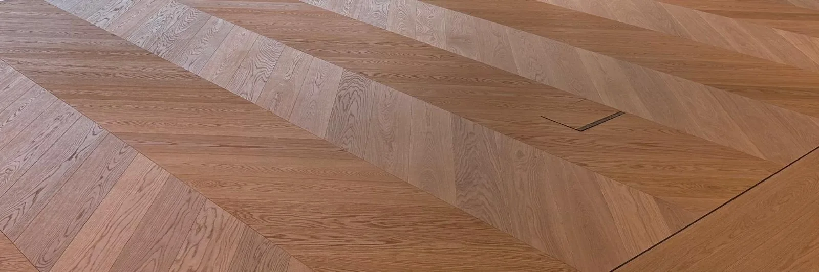 Engineered oak - chevron trim inlay with floor box